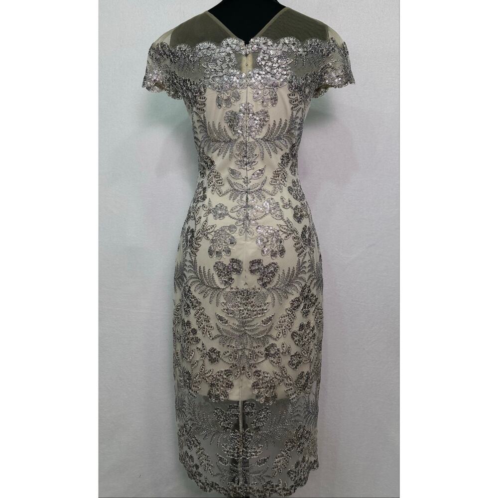 Tadashi Shoji Silver Sequin Embroidered Sheath Midi Dress Women’s Size 2 - Picture 6 of 11